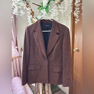 Escada Brown Tweed Single-Button Blazer